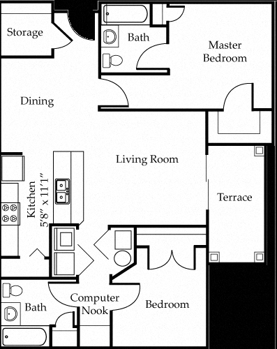 Two Bedroom Two Bathroom floor plan